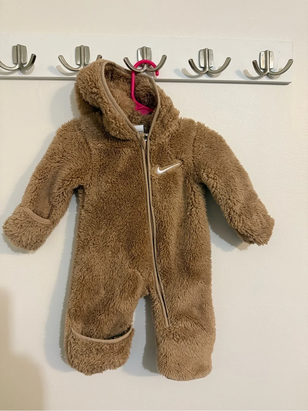 Nike Brown Hooded Fleece Infant One-Piece